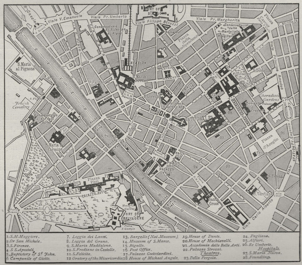 FLORENCE. Plan of Florence 1882 old antique vintage map chart