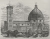 FLORENCE. Brunelleschi's Dome and Giotto's Campanile 1882 old antique print