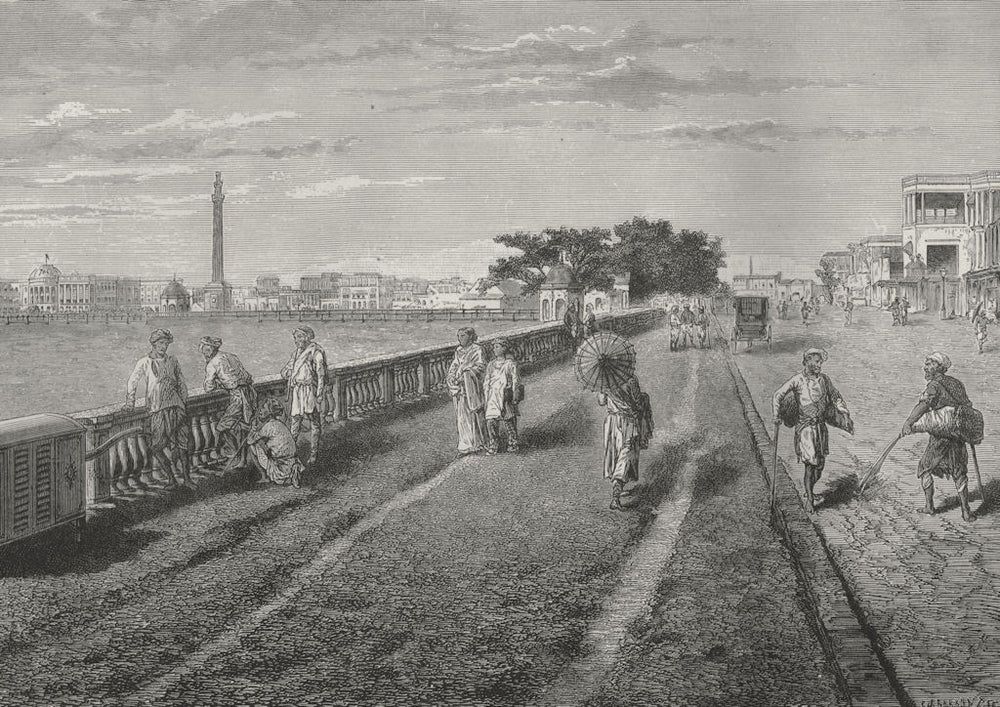 KOLKATA. The Esplanade, Calcutta 1882 old antique vintage map chart