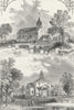 LONDON. Paddington. Church. 1750 & 1805 1880 old antique vintage print picture