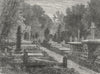 LONDON. Paddington. Kensal Green Cemetery 1880 old antique print picture