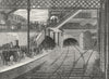 LONDON. King's Cross Underground Station in 1880 old antique print picture