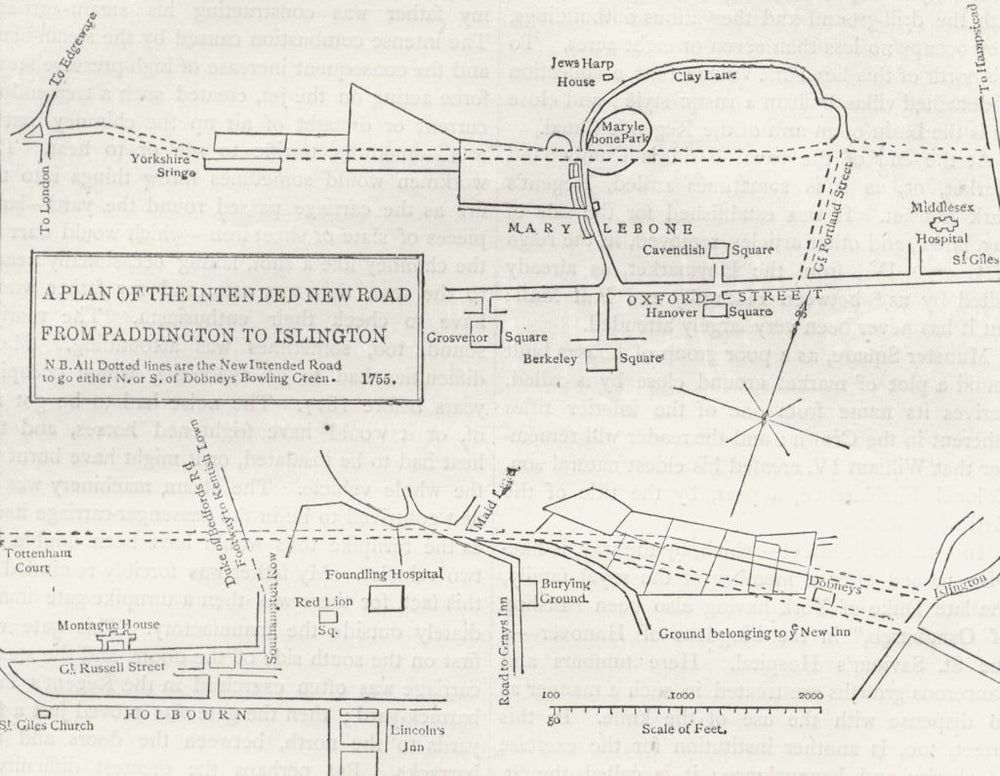 LONDON. Pentonville, Euston, Marylebone Rd(1755) 1880 old antique map chart