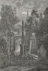 LONDON. Highgate. Cemetery 1880 old antique vintage print picture