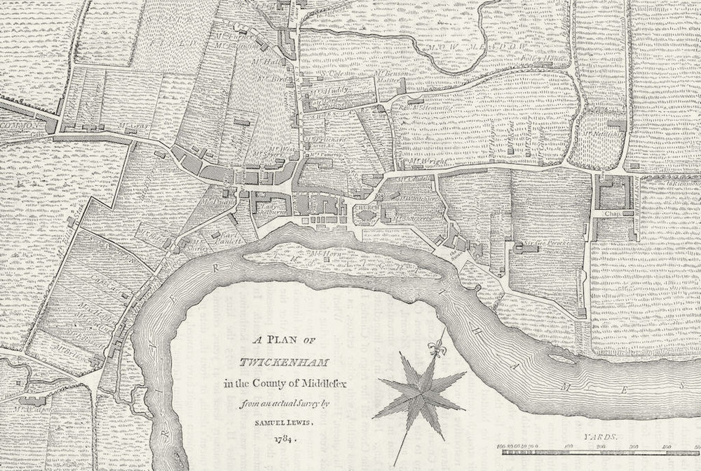 TWICKENHAM. Plan of Twickenham  from the survey by Samuel Lewis, 1784 1888 map