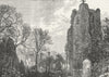 EWELL. Ewell Church and Village. Surrey 1888 old antique vintage print picture