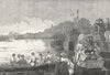 UNIVERSITY BOAT RACE. BARNES. An easy win. Oxbridge. Thames 1888 old print