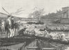 BARNES. Hammersmith Bridge (Boating-men going out) 1888 old antique print