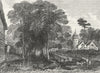 TOOTING. Old Tooting Church (From a drawing by Harding) 1888 antique print