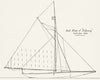YACHTS. Centre-board. Sail plan of 'Pollywog'-1 foot 1891 old antique print