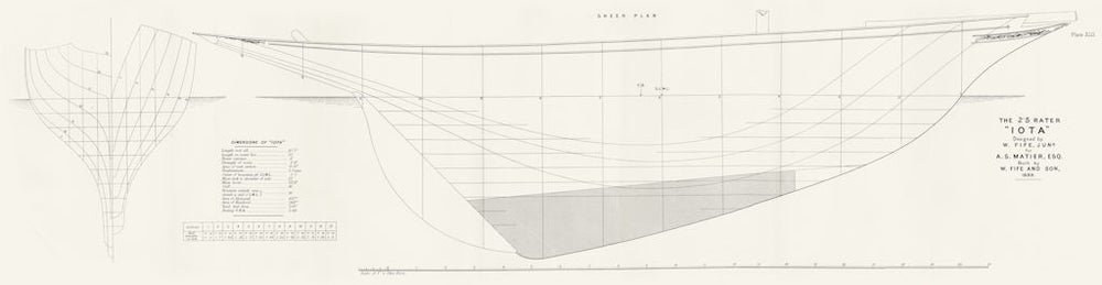 BELFAST LOUGH. Boat plan'Iota' 2'5 rater-LARGE 1891 old antique print picture