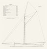 CUMBS. Sail Plan of Windermere Yacht. 'Janira' 1891 old antique print picture