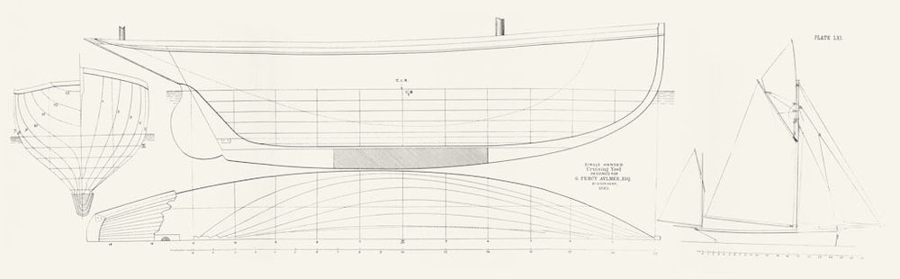 SAILING YAWL. Deck Plan, Aylmer, Kemp-LARGE 1891 old antique print picture