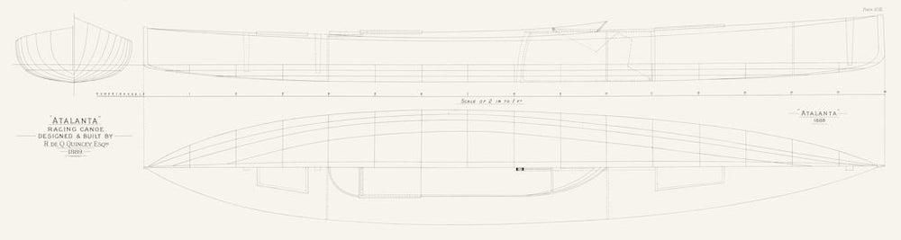 BOAT PLAN. 'Atalanta, Racing Canoe, De Quincey-LARGE 1891 old antique print