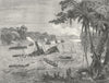 PARAGUAY. Sinking Brazilian gunboat, Torpedo 1880 old antique print picture
