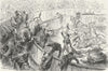 SPAIN. SpainV. bull leaping barrier 1880 old antique vintage print picture