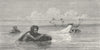 IRAQ. Milk-woman & Arabs crossing Tigris 1880 old antique print picture