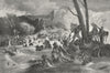 ETHIOPIA. Theodore's Army flooded crossing Bashilo 1880 old antique print