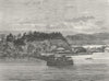 JAPAN. Kanasawa. tea House & sacred isle 1880 old antique print picture