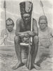 CENTRAL AFRICA. Gabon. Pahouin Warriors 1880 old antique vintage print picture
