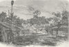 CENTRAL AFRICA. Gabon. Pahouin Village 1880 old antique vintage print picture