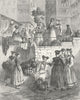 FRANCE. Alsatian costumes seen, market of Strasbourg 1880 old antique print
