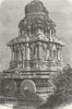 INDIA. Original car of Juggernath, built in stone 1880 old antique print