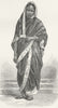 INDIA. Himalayas. Hindu Woman 1880 old antique vintage print picture
