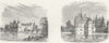 DENMARK. Lovenborg Castle; Egeskov 1880 old antique vintage print picture