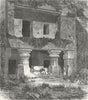 INDIA. Sculptured entry to Kanheri Caves 1880 old antique print picture