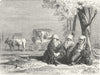 GREECE. Travellers reposing, banks of lake Dojran 1880 old antique print