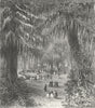 MEXICO. Cypress Gdns of Chapultepec 1880 old antique vintage print picture