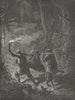 FLORIDA. Torch hunting in Forest 1880 old antique vintage print picture