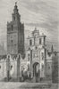SPAIN. Discovery of Ophir. La Giralda, Seville 1880 old antique print picture