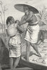 TRIBAL. Borneo. Dyaks of Tribe Badjows  1880 old antique vintage print picture