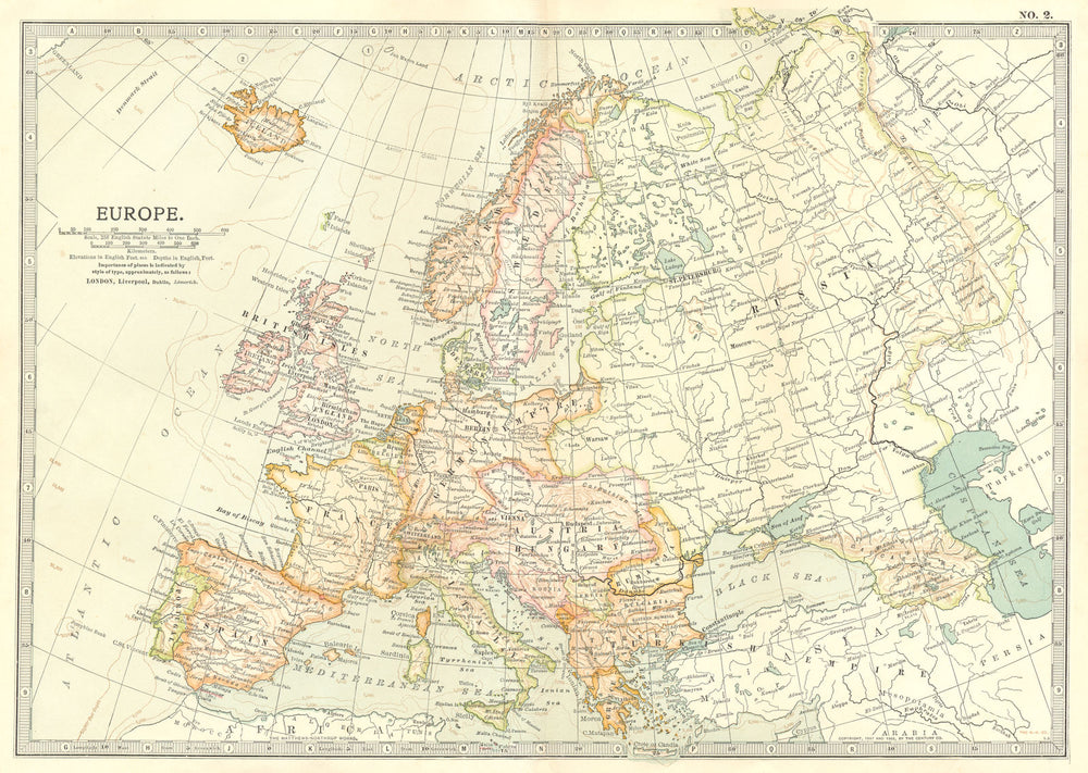 EUROPE. Europe 1903 old antique vintage map plan chart