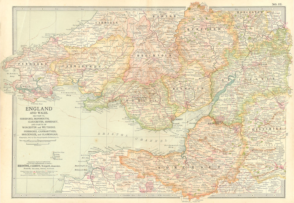 SOUTH WALES SEVERN ESTUARY.Gloucestershire Somerset Herefordshire 1903 old map