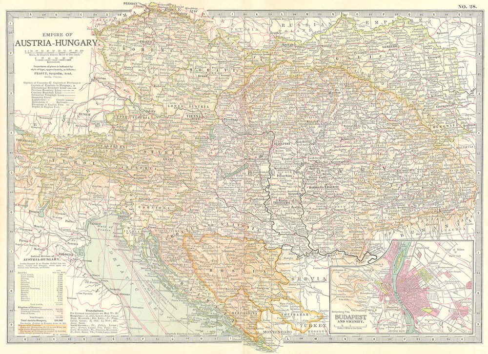 AUSTRIA-HUNGARY. Empire; Budapest; Bosnia Croatia Slavonia Dalmatia 1903 map
