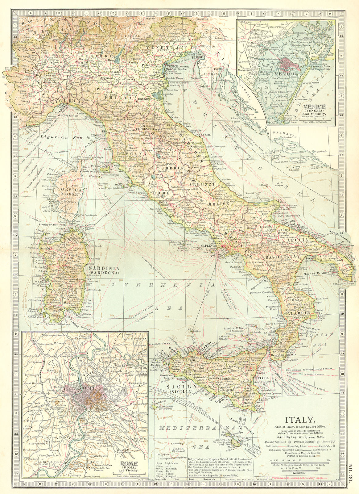 ITALY. Rome Venice.Shows key naval battles/dates 1811 1866 1676 241BC ...