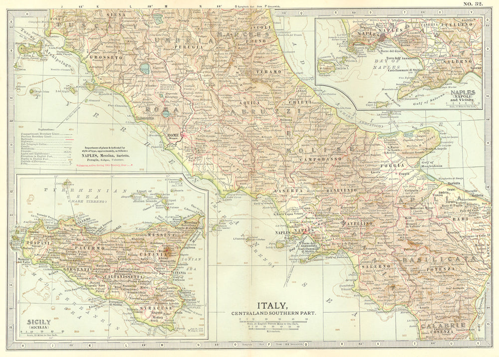ITALY.Showing 1000 Expedition/Guelphs Ghibellines &c battlefields 1903 old map