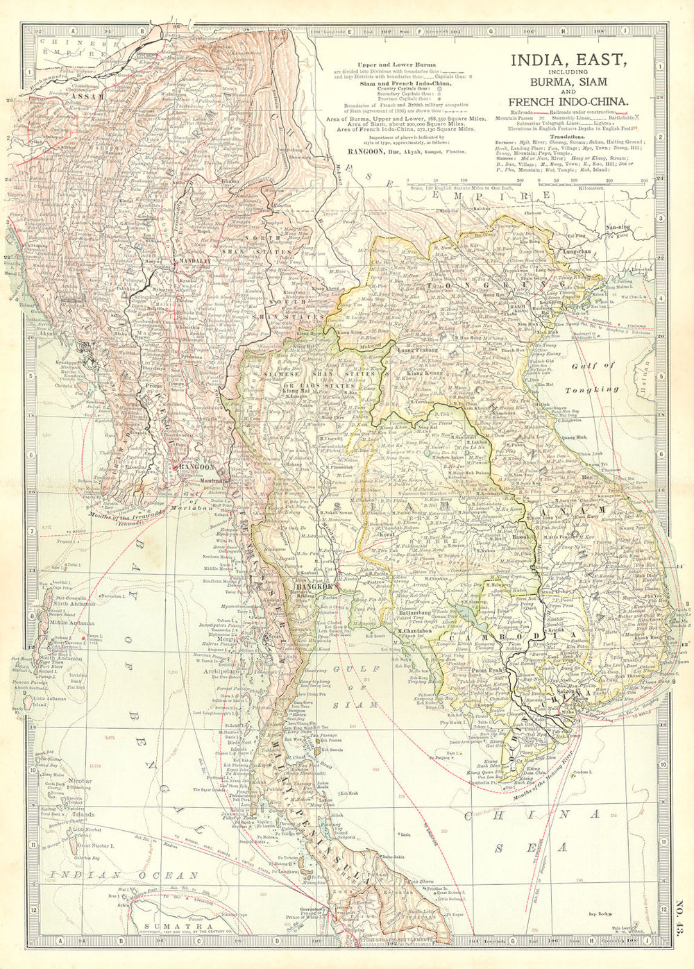 INDOCHINA. Burma, Thailand Siam, Vietnam Annam Cochinchina, Cambodia 1903 map