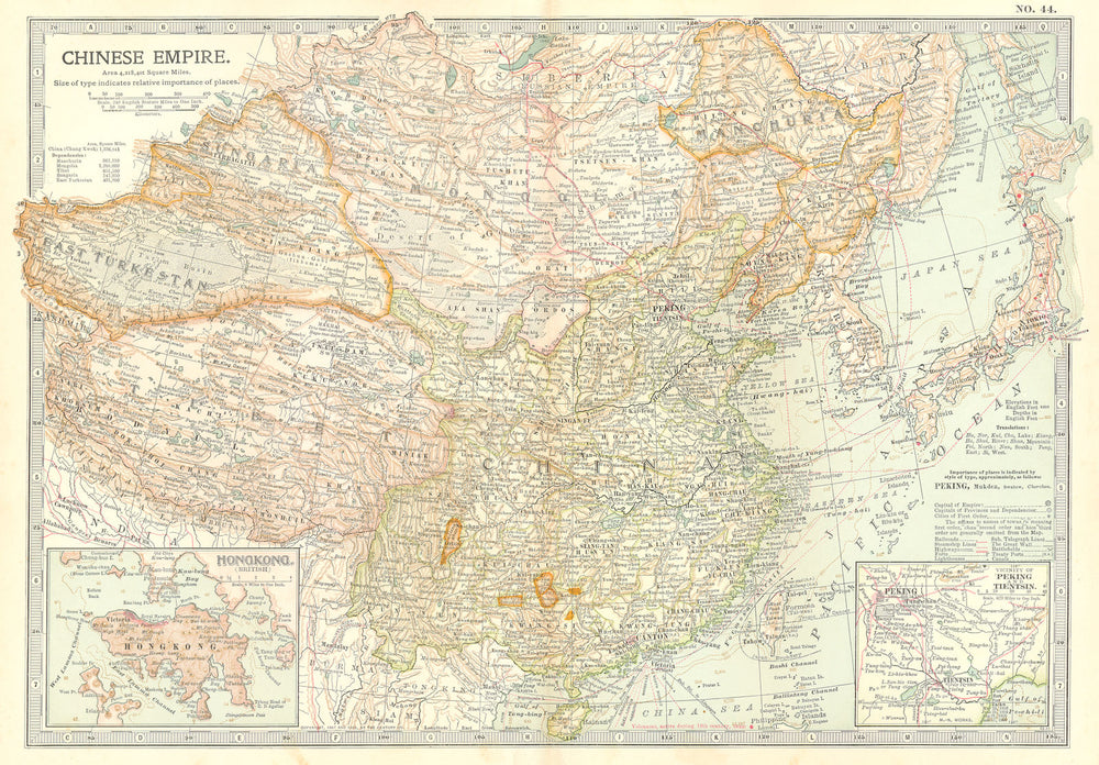 CHINA. Manchuria; Hong Kong, Beijing Peking, Tientsin 1903 old antique map