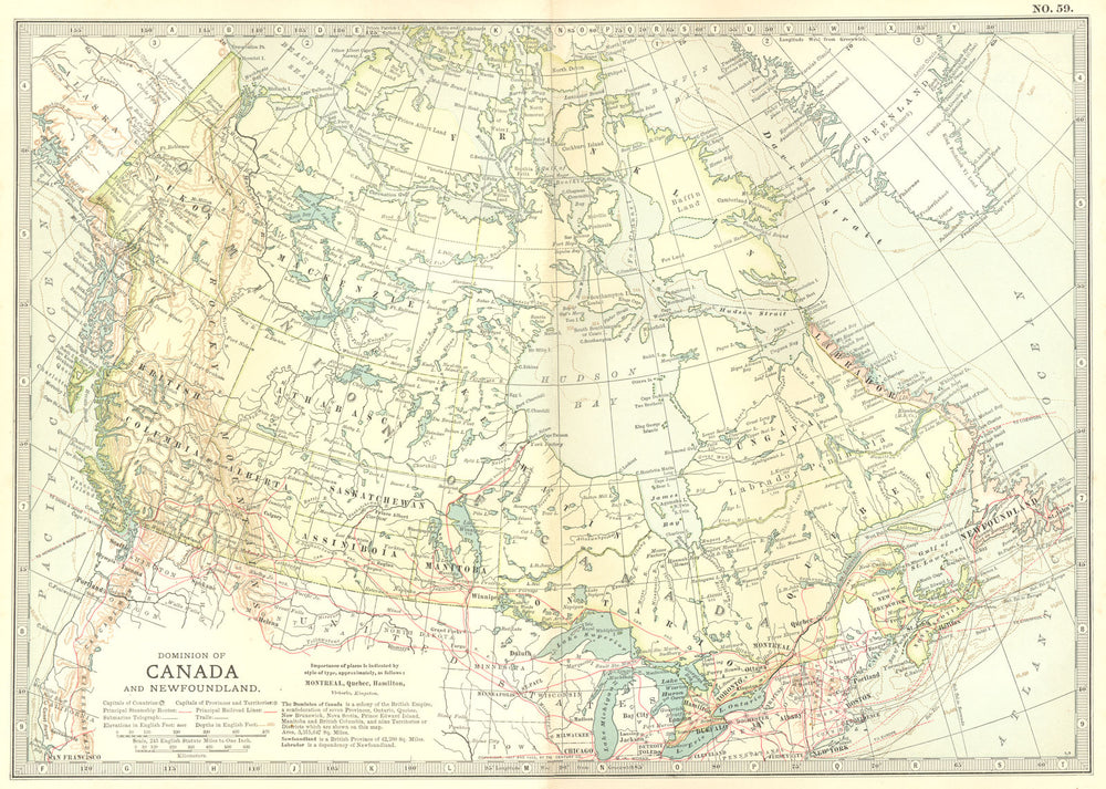 CANADA. Dominion of & Newfoundland. Trails Railroads Steamship lines 1903 map