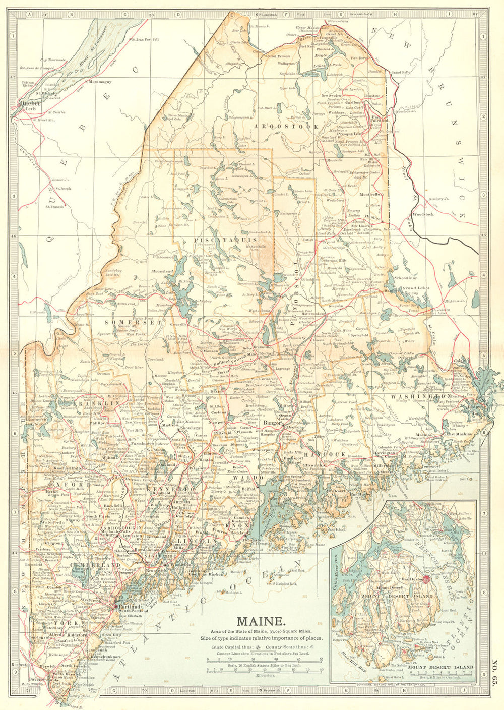 MAINE. Inset Mount Desert Island 1903 old antique vintage map plan chart