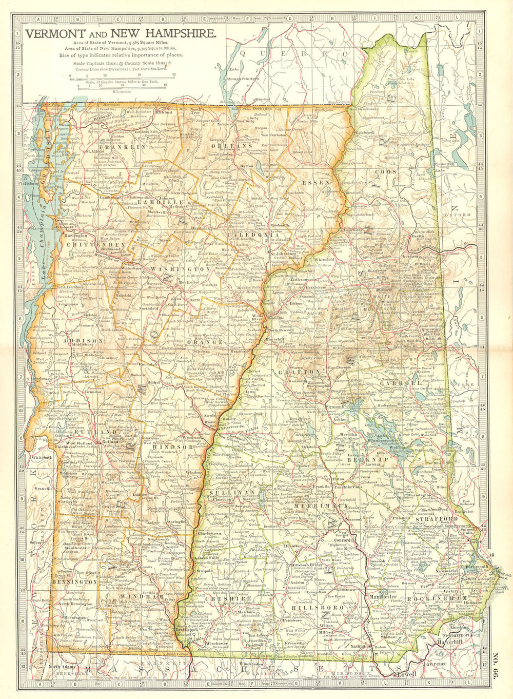 VERMONT NEW HAMPSHIRE. Shows Revolutionary war battles/dates 1775-77 1903 map