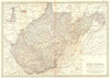 WEST VIRGINIA. State map showing counties. Britannica 10th edition 1903