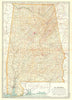 ALABAMA. State map. Counties. Shows civil war battlefields. Britannica 1903