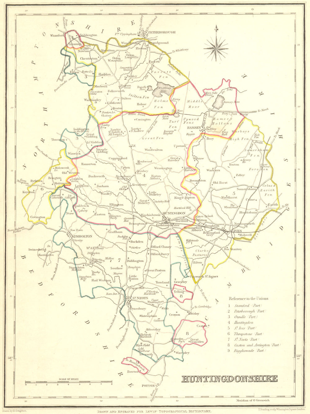 HUNTS. Huntingdonshire. Lewis 1848 old antique vintage map plan chart