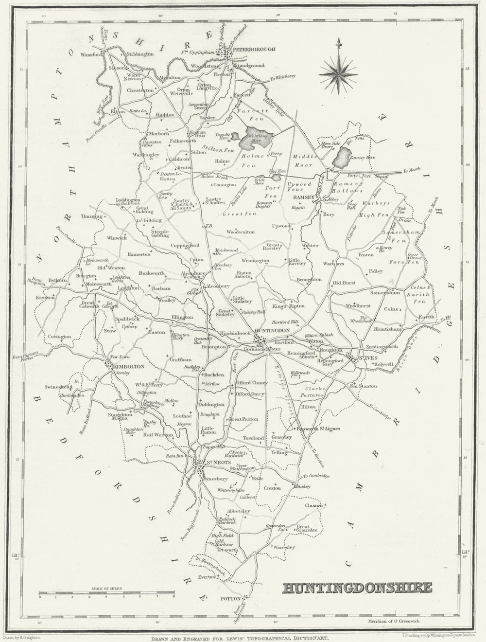 HUNTS. Huntingdonshire. Lewis 1831 old antique vintage map plan chart