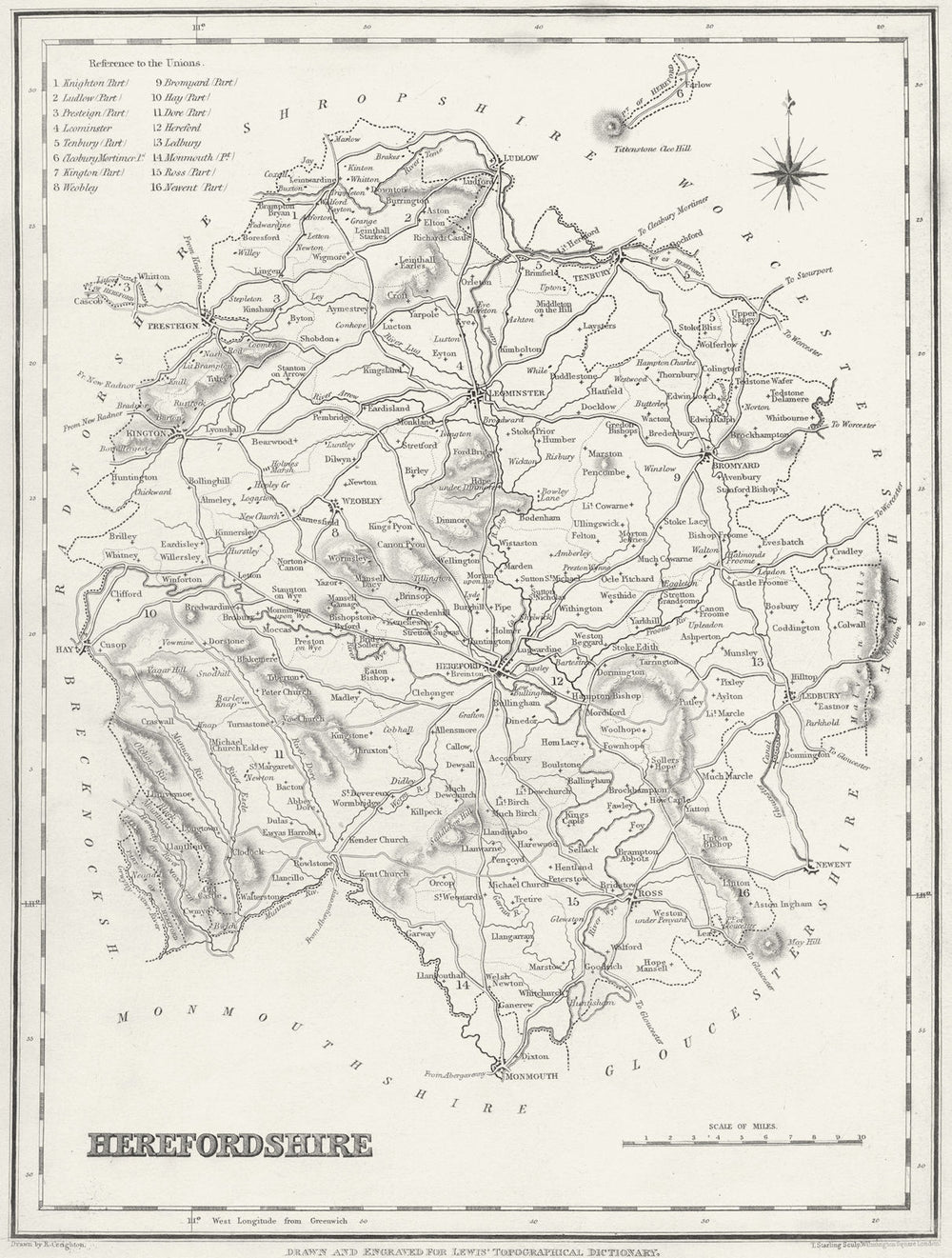 HEREFORD. Herefordshire. Lewis 1831 old antique vintage map plan chart